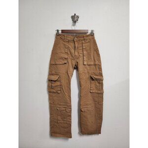 American Bazi tan high waist wide leg cargo pants S